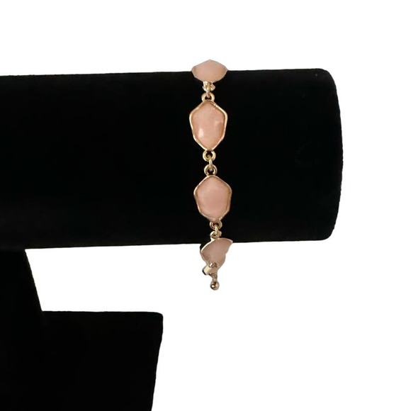 Pale Peach Faux Stone Gold Tone Slide Bracelet - Picture 3 of 3
